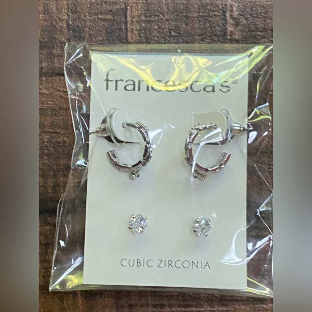 Francesca’s Set of Two Earrings- Cubic Zirconia